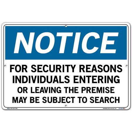 Vestil Aluminum Composite Sign, 12-1/2" Height, 18-1/2" Width, Aluminum Composite, Rectangle, English SI-N-39-D-AC-130